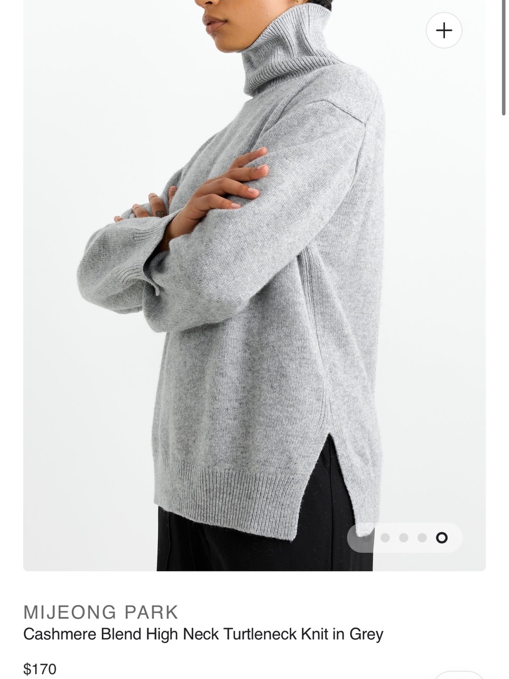 MIJEONG PARK Grey Cashmere-Blend High Neck Turtleneck Sweater